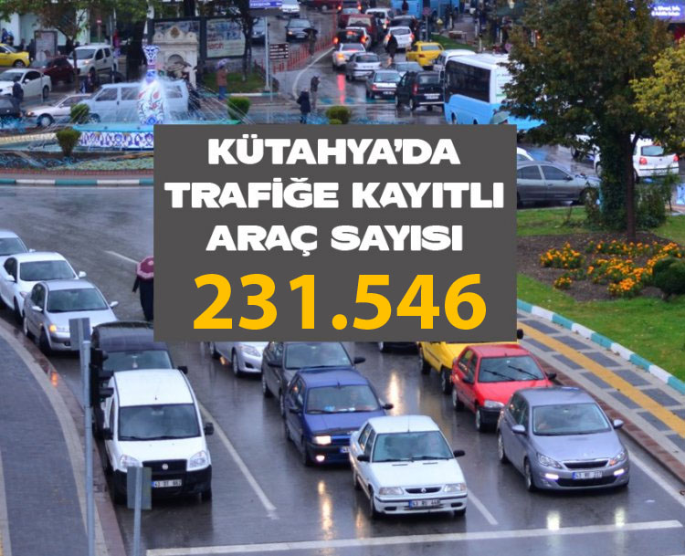 Kütahya’da trafiğe kayıtlı araç sayısı 231 bin 546 oldu