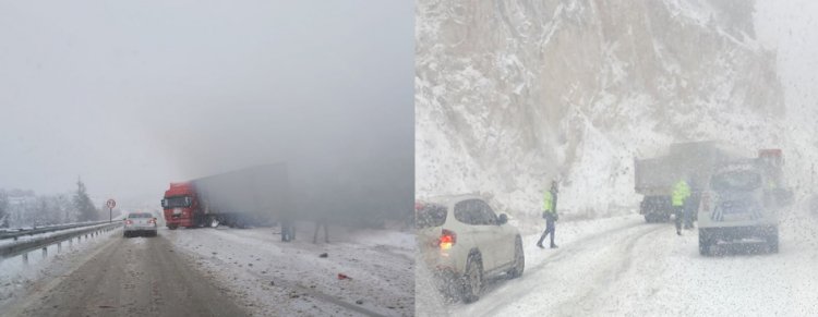 Kar yağışı sürücülere zor anlar yaşatıyor