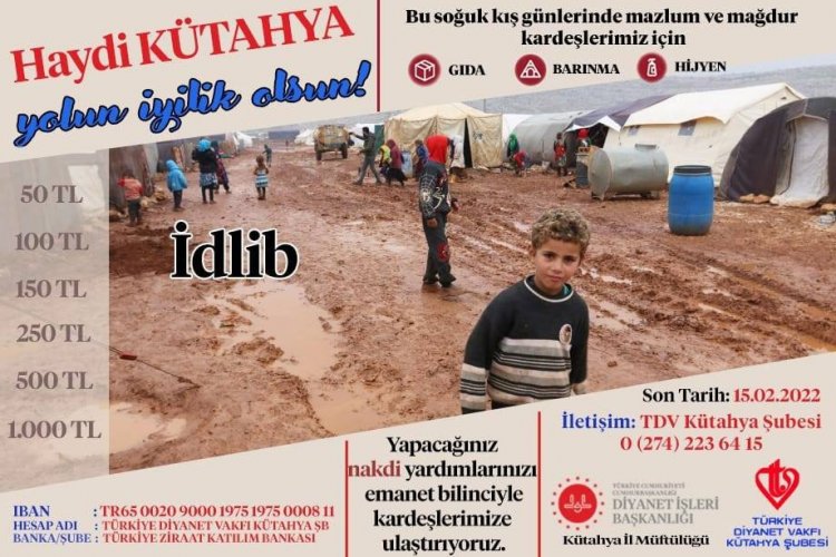 TDV KÜTAHYA ŞUBESİ YARDIM KAMPANYASI BAŞLATTI