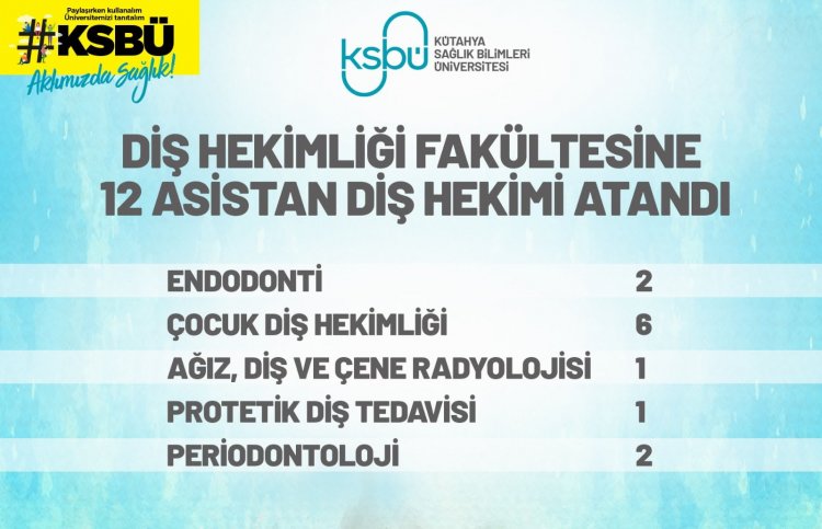 DİŞ HEKİMLİĞİ FAKÜLTESİNE 12 ASİSTAN DİŞ HEKİMİ ATANDI